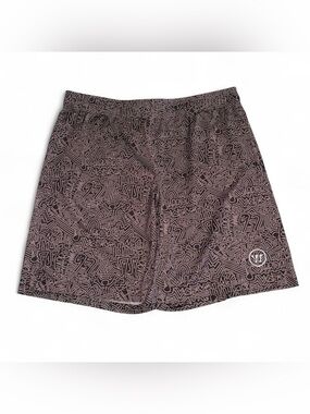 Men's Athletic Patterned Brown Shorts with Elastic Waist